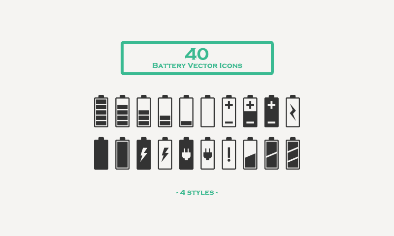 40 Battery Vector Icons